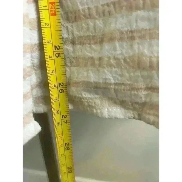 Ava & Viv Womens Plus 1X Gauzy Tan‎ White Stripe Button Down Long Sleeve Shirt - Picture 5 of 11